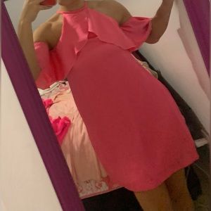 Barbie pink mini dress with ruffle sleeves